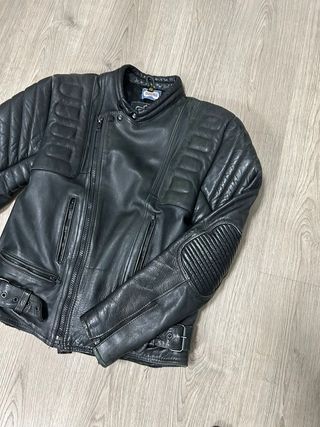 Chaqueta de Cuero Negra Vintage Moto Piel de ovino