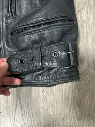 Chaqueta de Cuero Negra Vintage Moto Piel de ovino