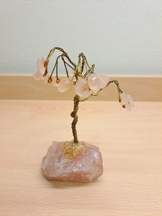 Soprammobile albero in quarzo rosa