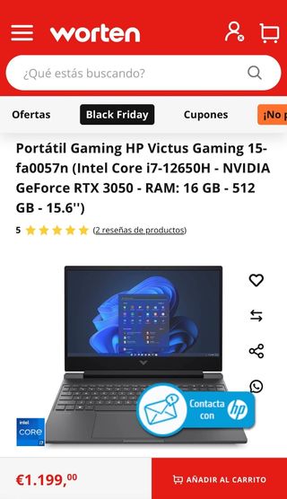 Portátil HP Victus 15-fa000sl 512GB . NUEVO