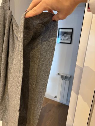 Poncho capa con capucha de lana gris Zara M