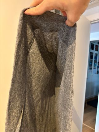 Poncho capa con capucha de lana gris Zara M