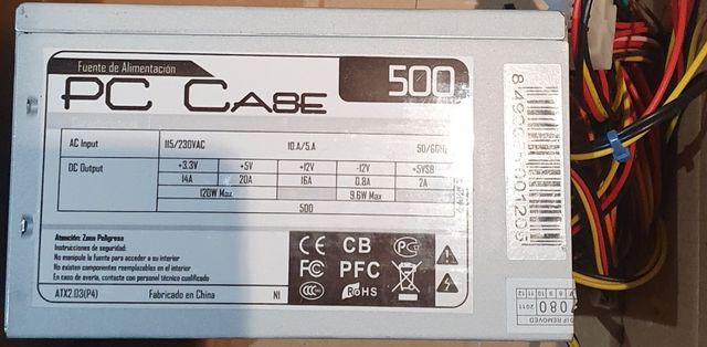 Vendo Fuente alimentación PC CASE 500W