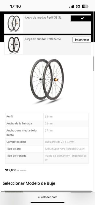 Ruedas velozer tubular SL / cambio por gravel
