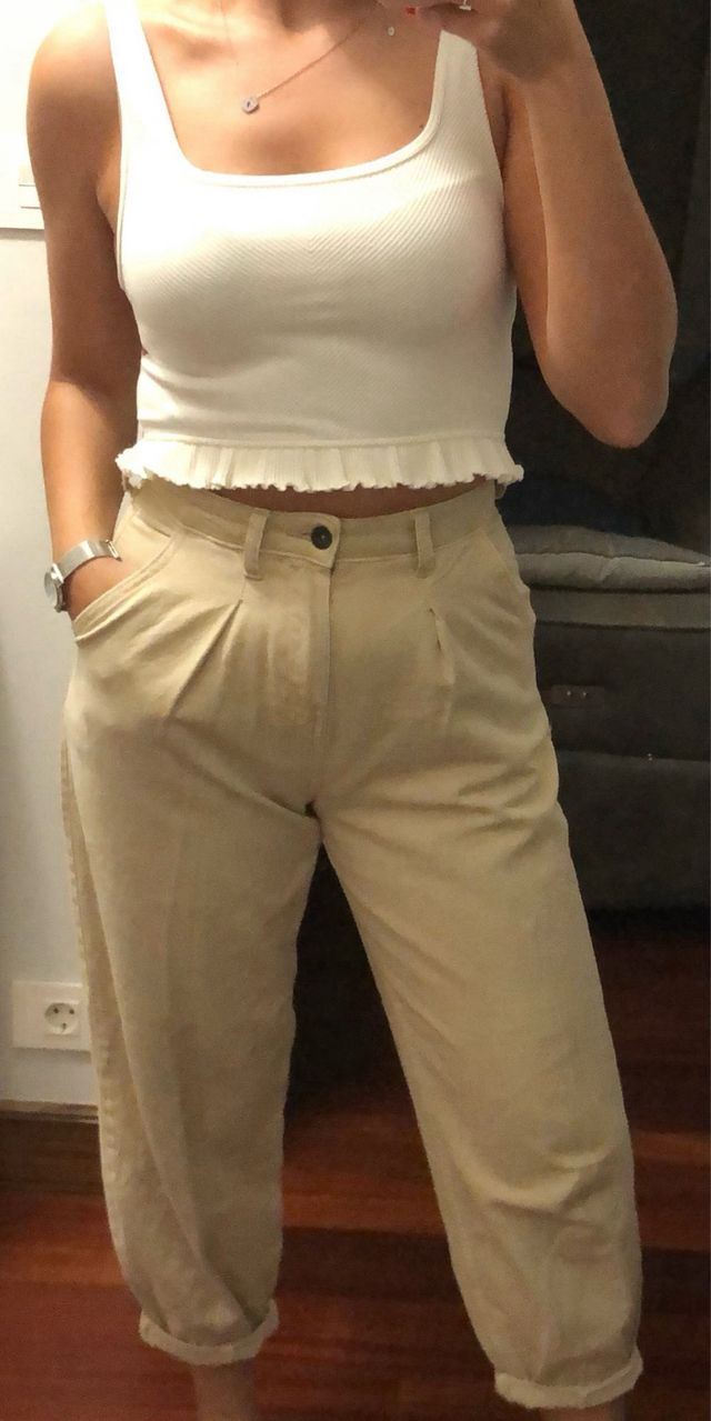 Pantalon boyfriend beige