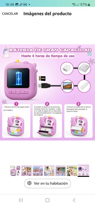 Camara de fotos con impresión.  NUEVA