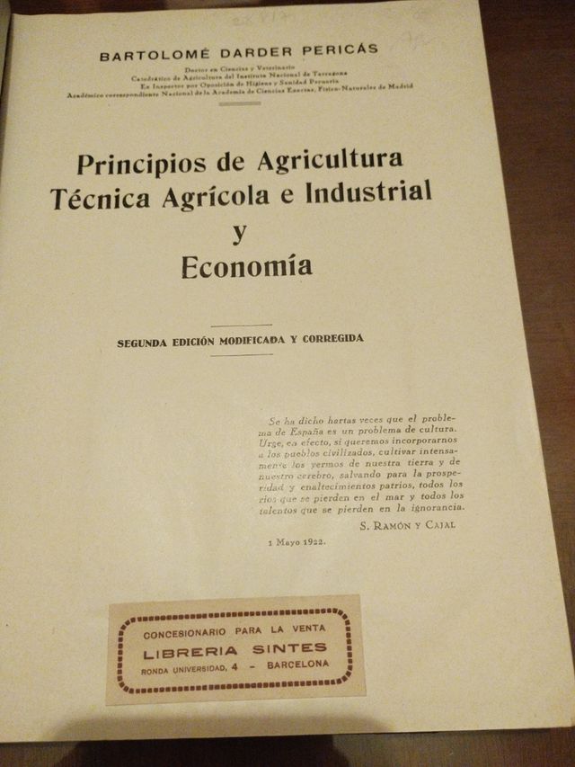 Antiguo libro, Principios de Agricultura