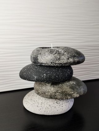 Portacandela 4 sassi design moderno casa