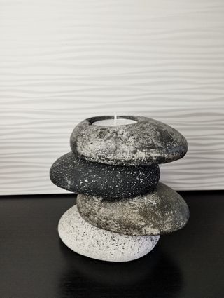 Portacandela 4 sassi design moderno casa