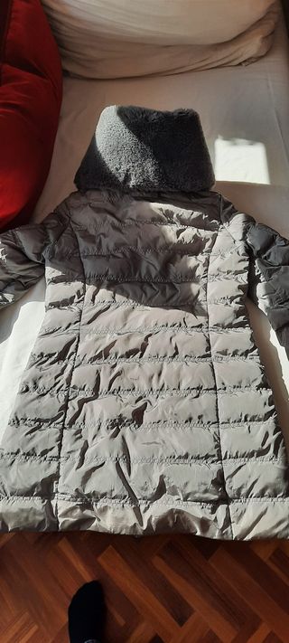 PLUMAS GEOX GRIS SATINADO, OPCIÓN CUELLO DE PELO