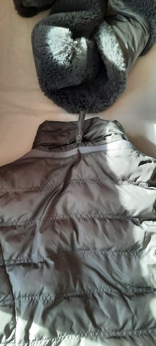 PLUMAS GEOX GRIS SATINADO, OPCIÓN CUELLO DE PELO