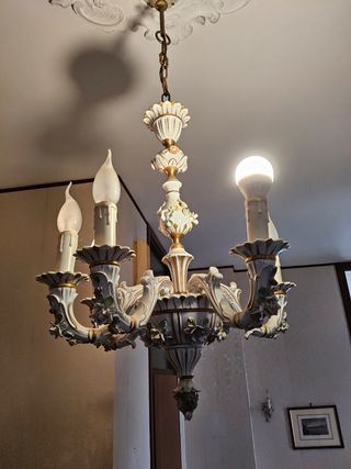 Lampadario ceramica stile Capodimonte