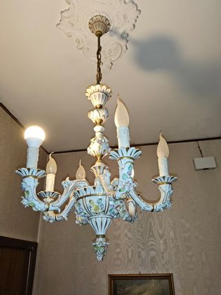 Lampadario ceramica stile Capodimonte