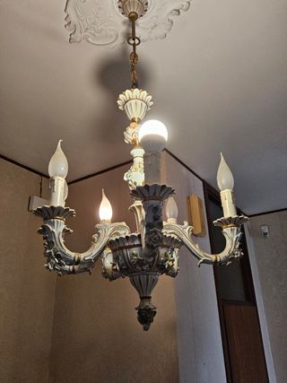 Lampadario ceramica stile Capodimonte