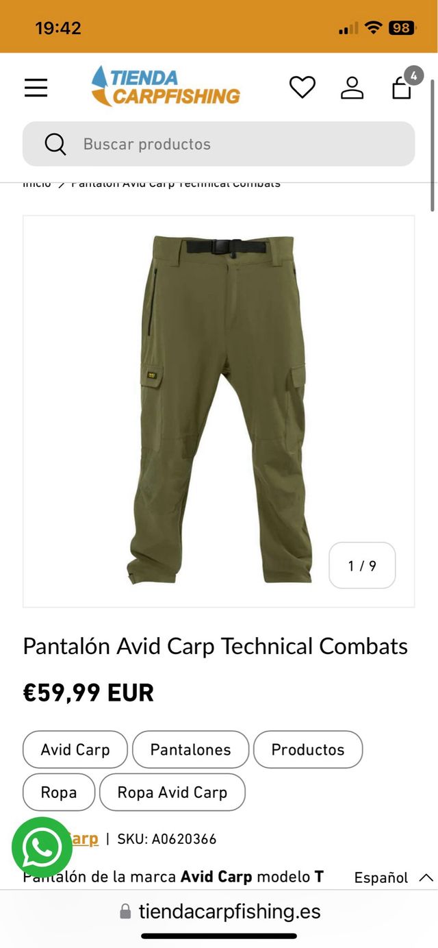 Pantalones carpfishing Pantalón Avid Carp Technica