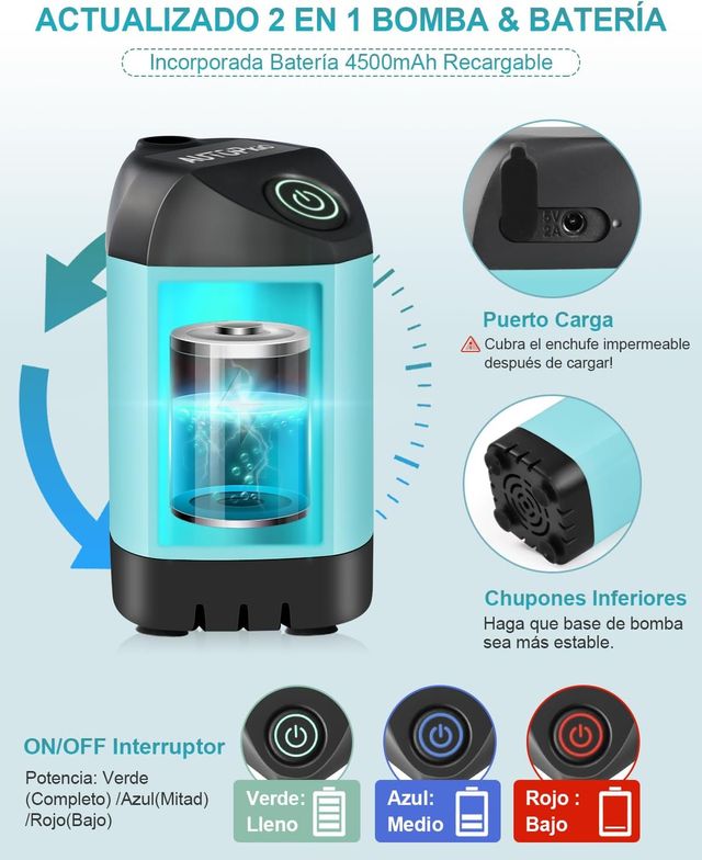 Ducha portátil con bomba y batería recargable 4500