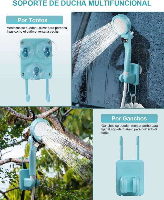 Ducha portátil con bomba y batería recargable 4500