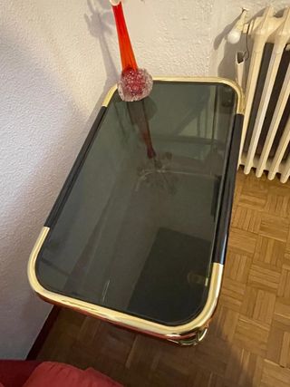 Mesa auxiliar metal y cristal 
