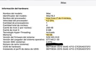 iMac 27" 5K I7 4,2 GHz 48 gb ram ssd 2tb
