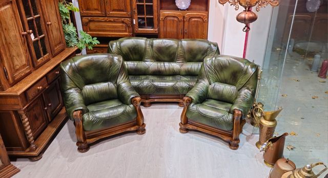 Tresillos Rusticos de Piel Verdes