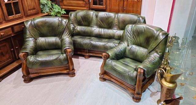 Tresillos Rusticos de Piel Verdes