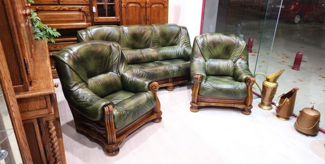 Tresillos Rusticos de Piel Verdes