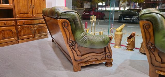 Tresillos Rusticos de Piel Verdes