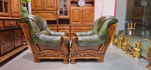 Tresillos Rusticos de Piel Verdes