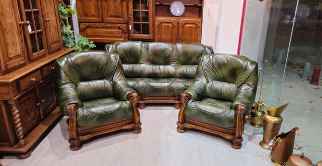 Tresillos Rusticos de Piel Verdes