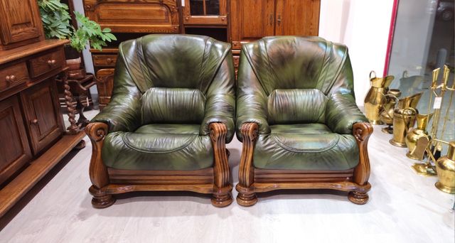 Tresillos Rusticos de Piel Verdes