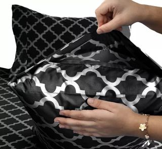 Cama 135,Juego de sábanas 4 piezas Suaves Negras