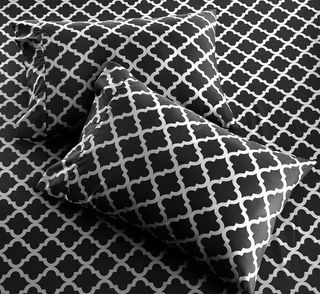 Cama 135,Juego de sábanas 4 piezas Suaves Negras