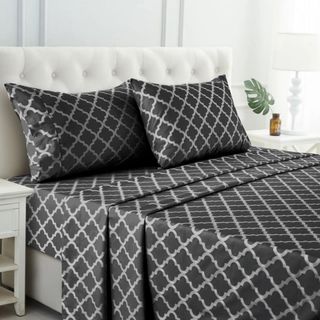 Cama 135,Juego de sábanas 4 piezas Suaves Negras