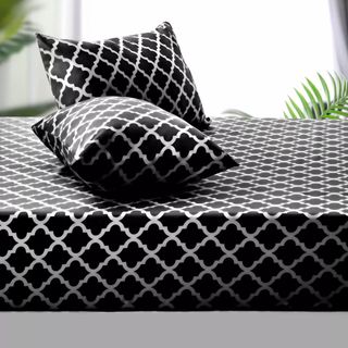 Cama 135,Juego de sábanas 4 piezas Suaves Negras