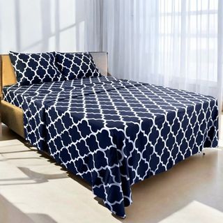 Cama 135, Juego de sábanas 4 piezas Suaves Azul