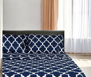 Cama 135, Juego de sábanas 4 piezas Suaves Azul