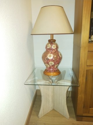 mesa marmol + lampara