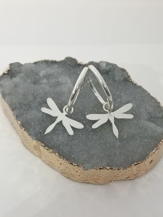 Aros libélulas plata de ley 925.