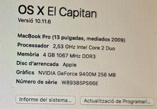 Macbook pro 13 del 2009