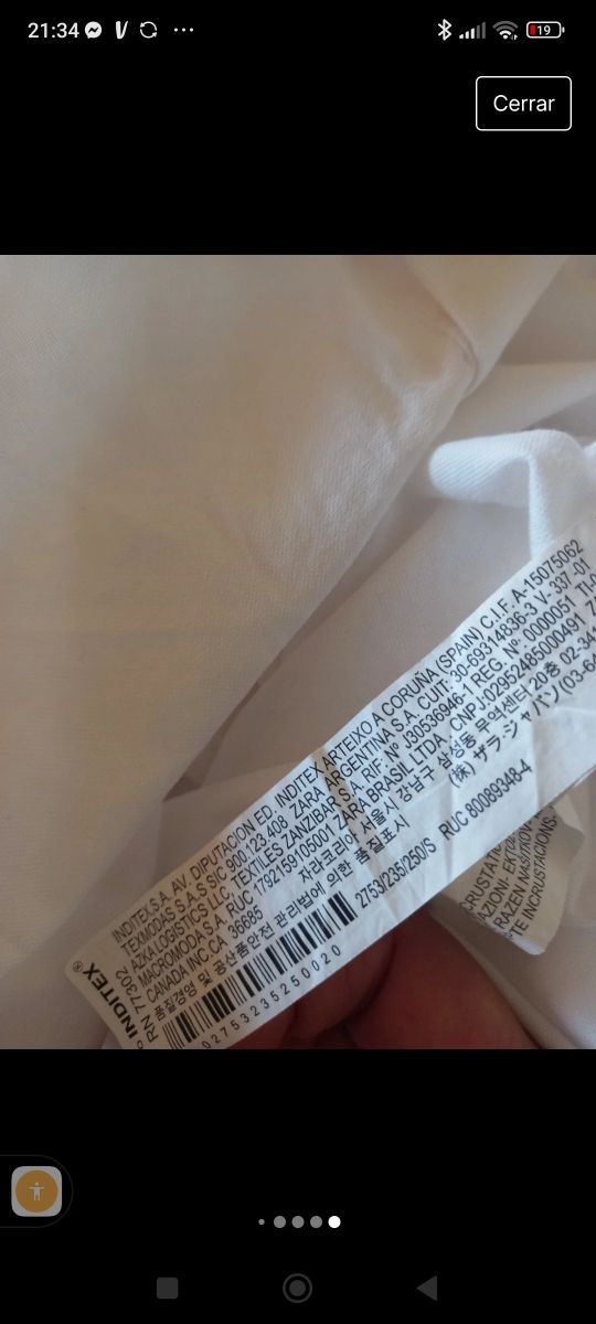 Camisa / blusa blanca. Zara