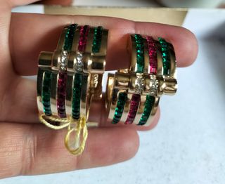 Impresionante pendientes antiguos chapado en oro 