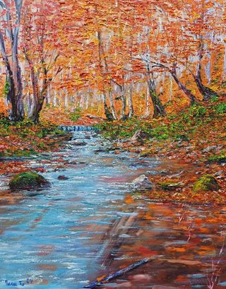 Cuadro al óleo . Otoño