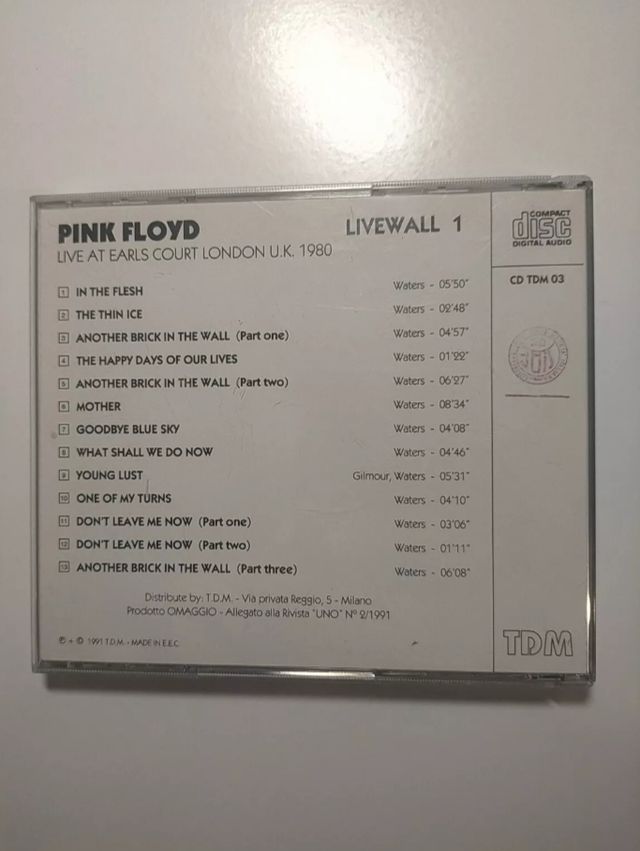 CD Pink Floyd "Live Wall Vol. 1-2", 1980
