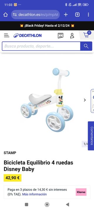 Bici equilibrio 4 ruedas Disney Nueva