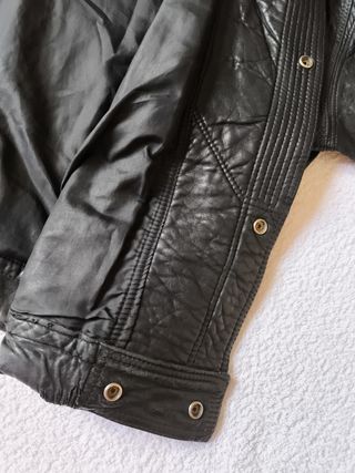 CAZADORA CUERO MOTERO NEGRA TALLA GRANDE 48/50