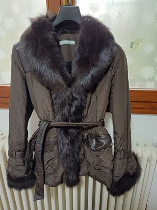 Giacca donna inserti pelle e pelliccia