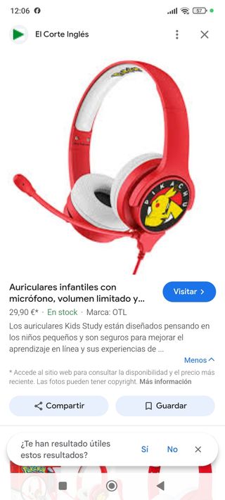 Cascos de niño de Pikachu