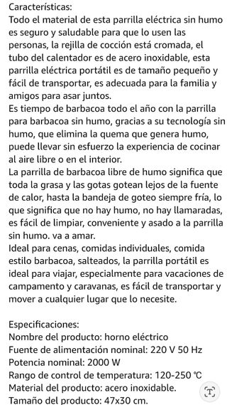 Parrilla barbacoa eléctrica portátil