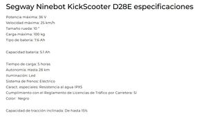 Patine eléctrico ninebot d28
