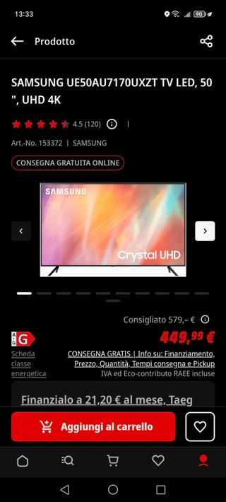 Samsung TV LED 50 Pollici UHD 4K Danneggiato